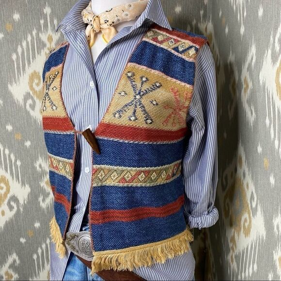 Ralph Lauren Southwest Multi Linen Fringe Vest - Picture 6 of 16